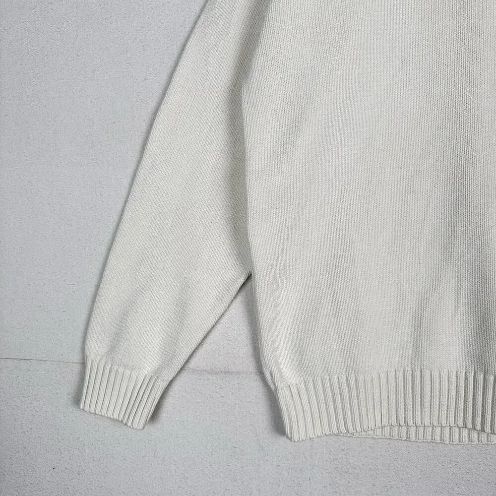 Vintage Tommy Hilfiger Men's Knit Cotton Crewneck Sweater Large White - Picture 5 of 9